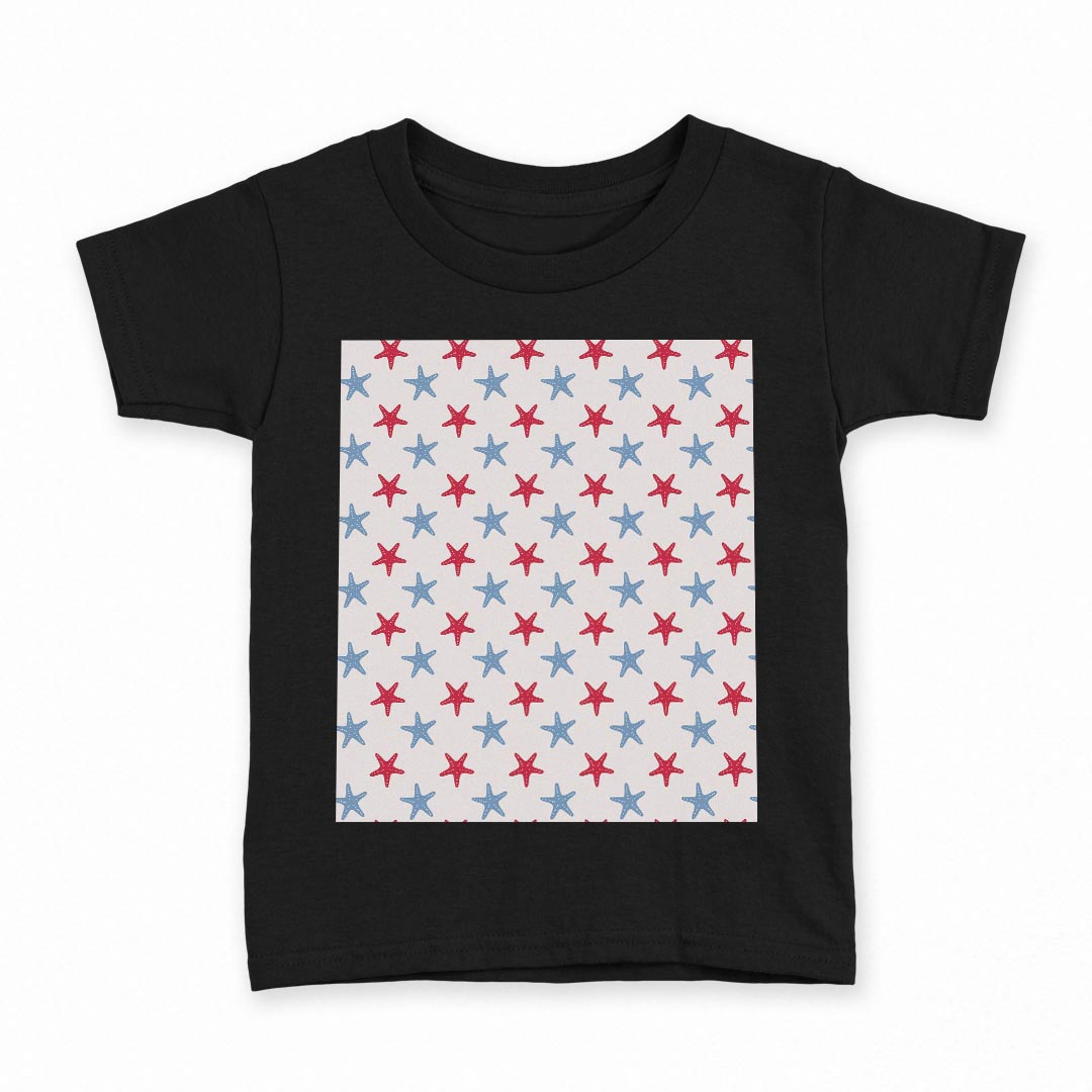 tシャツ キッズ 半袖 黒地 ブラック デザイン 90 100 110 120 130 140 150 160 Tシャツ ティーシャツ T shirt 010545 ヒトデ 赤 青