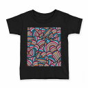 tシャツ キッズ 半袖 黒地 ブラック デザイン 90 100 110 120 130 140 150 160 Tシャツ ティーシャツ T shirt 010725 カラフル レインボー 虹色