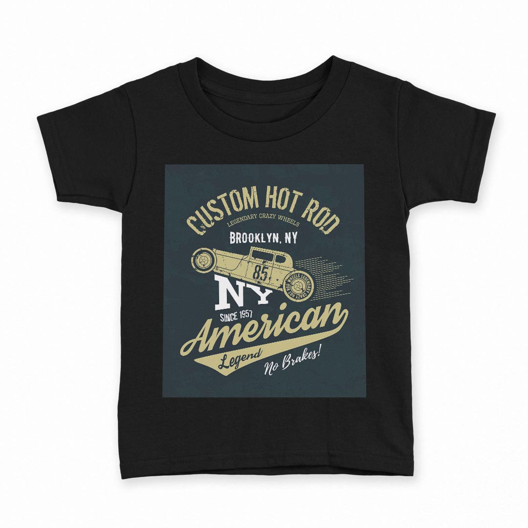 tシャツ キッズ 半袖 黒地 ブラック デザイン 90 100 110 120 130 140 150 160 Tシャツ ティーシャツ T shirt 010794 アメリカ　ニューヨーク　車