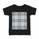 tシャツ キッズ 半袖 黒地 ブラック デザイン 90 100 110 120 130 140 150 160 Tシャツ ティーシャツ T shirt 010835 チェック 水色 グレー(4)