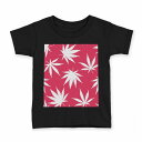 tシャツ キッズ 半袖 黒地 ブラック デザイン 90 100 110 120 130 140 150 160 Tシャツ ティーシャツ T shirt 010906 ピンク 植物 模様(4)
