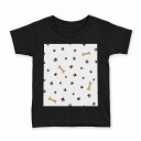 tシャツ キッズ 半袖 黒地 ブラック デザイン 90 100 110 120 130 140 150 160 Tシャツ ティーシャツ T shirt 010963 動物 足跡 骨(4)