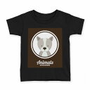 tシャツ キッズ 半袖 黒地 ブラック デザイン 90 100 110 120 130 140 150 Tシャツ ティーシャツ T shirt 011020 犬　動物　英語