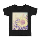 tシャツ キッズ 半袖 黒地 ブラック デザイン 90 100 110 120 130 140 150 160 Tシャツ ティーシャツ T shirt 011309 花 ひまわり 写真(4)
