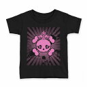 tシャツ キッズ 半袖 黒地 ブラック デザイン 90 100 110 120 130 140 150 Tシャツ ティーシャツ T shirt 011545 骸骨　ドクロ　王冠