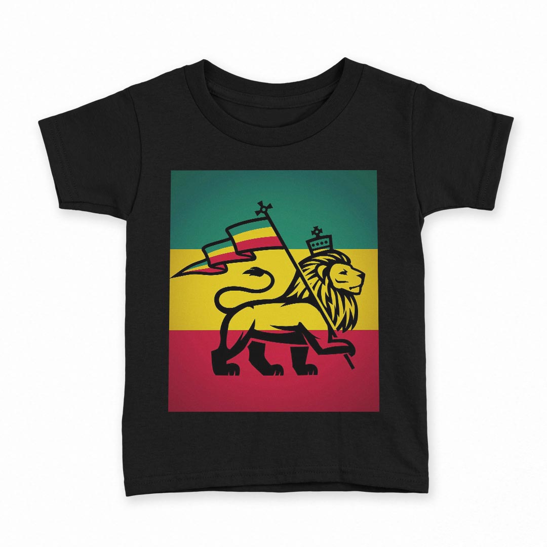 tシャツ キッズ 半袖 黒地 ブラック デザイン 90 100 110 120 130 140 150 160 Tシャツ ティーシャツ T shirt 011741 レゲエ　動物　ライオン