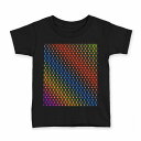 tシャツ キッズ 半袖 黒地 ブラック デザイン 90 100 110 120 130 140 150 160 Tシャツ ティーシャツ T shirt 011753 レインボー カラフル 模様