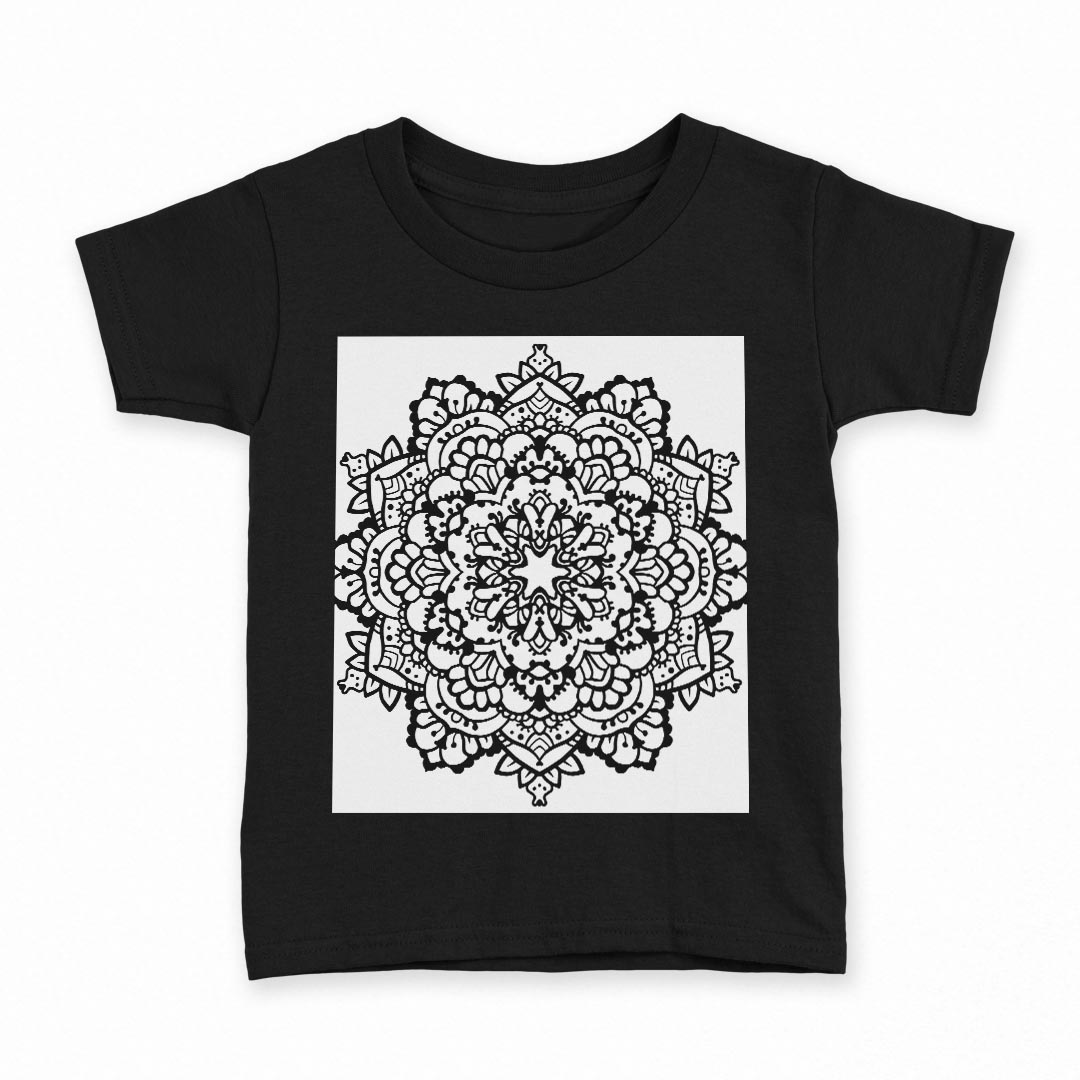 tシャツ キッズ 半袖 黒地 ブラック デザイン 90 100 110 120 130 140 150 160 Tシャツ ティーシャツ T shirt 011759 模様 エレガント 黒