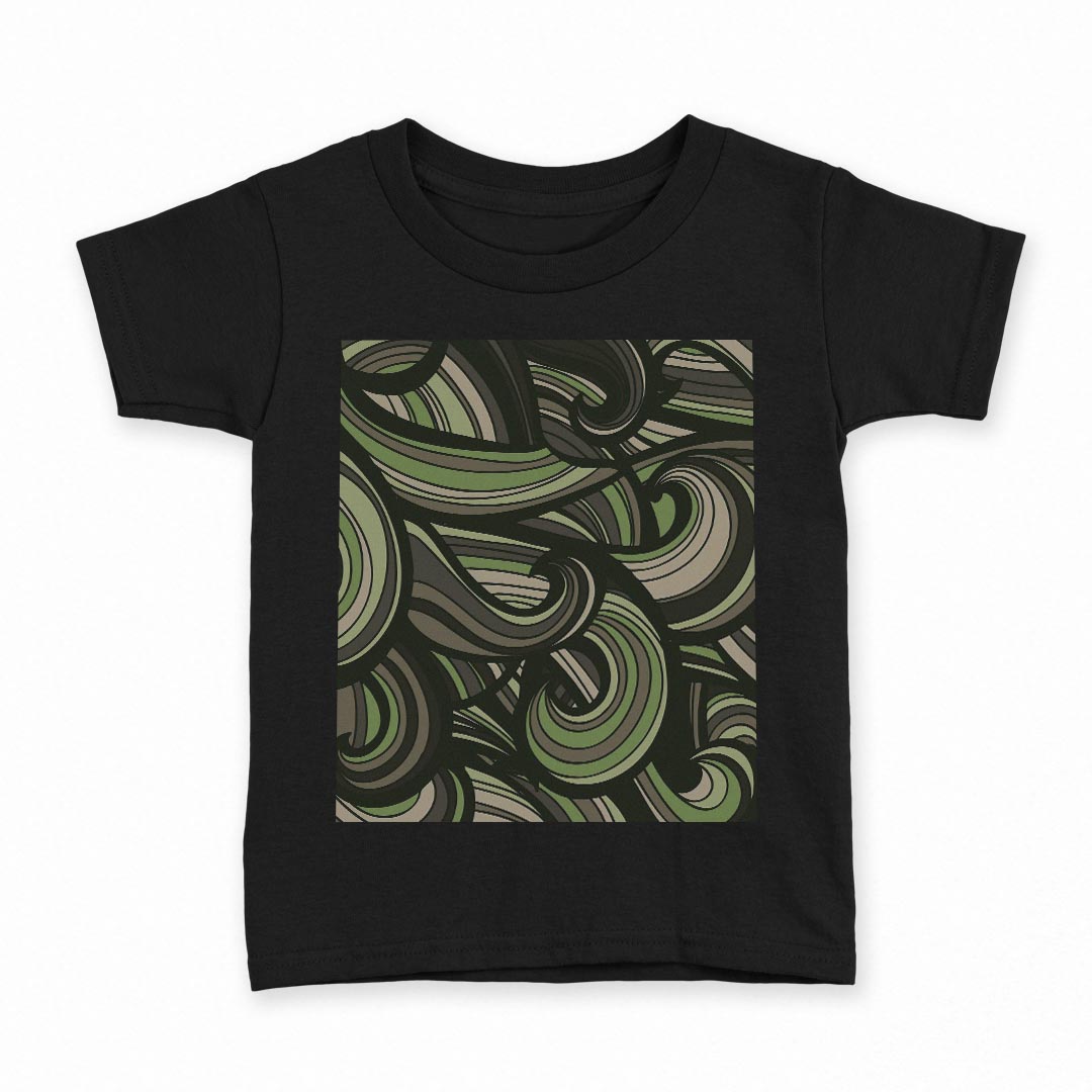 tシャツ キッズ 半袖 黒地 ブラック デザイン 90 100 110 120 130 140 150 160 Tシャツ ティーシャツ T shirt 011772 模様　クール　緑