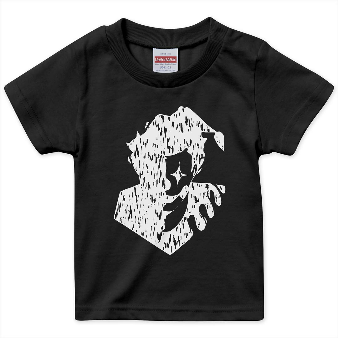tシャツ キッズ 半袖 黒地 ブラック デザイン 90 100 110 120 130 140 150 160 Tシャツ ティーシャツ T shirt 011828 ピエロ　人物　白黒