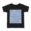 tシャツ キッズ 半袖 黒地 ブラック デザイン 90 100 110 120 130 140 150 160 Tシャツ ティーシャツ T shirt 011863 かわいい 鳥 自転車