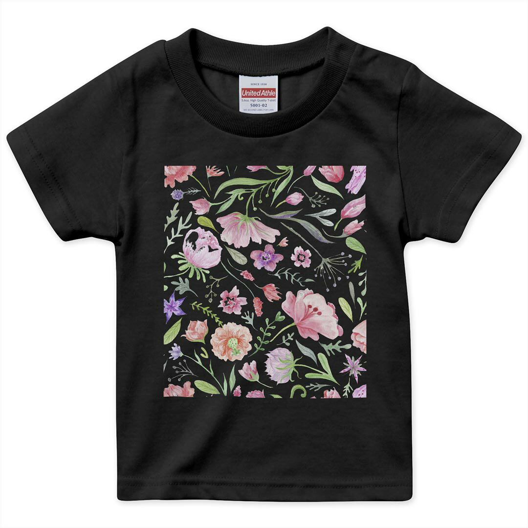 tシャツキッズ半袖黒地ブラックデザ...