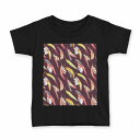 tシャツ キッズ 半袖 黒地 ブラック デザイン 90 100 110 120 130 140 150 160 Tシャツ ティーシャツ T shirt 011891 羽 模様 おしゃれ(4)
