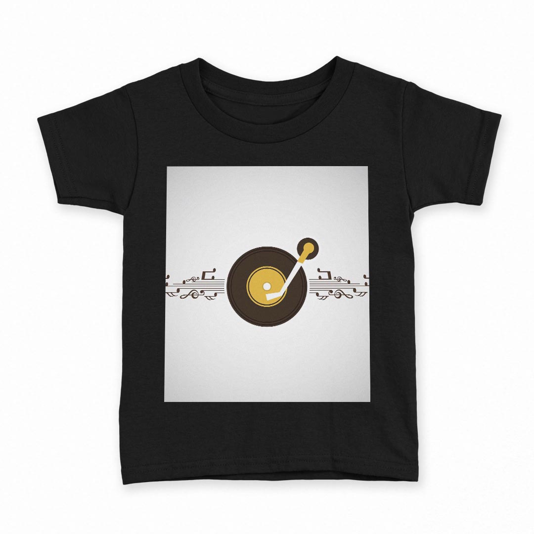 tシャツ キッズ 半袖 黒地 ブラック デザイン 90 100 110 120 130 140 150 160 Tシャツ ティーシャツ T shirt 011939 音楽　音符　シンプル