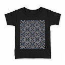 tシャツ キッズ 半袖 黒地 ブラック デザイン 90 100 110 120 130 140 150 Tシャツ ティーシャツ T shirt 012012 柄　模様　エレガント