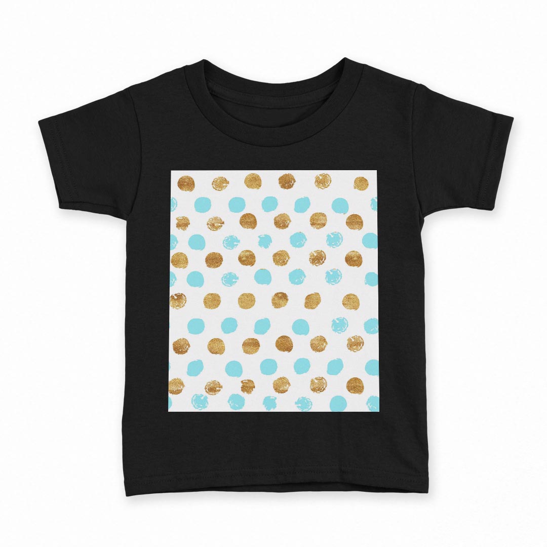 tシャツ キッズ 半袖 黒地 ブラック デザイン 90 100 110 120 130 140 150 Tシャツ ティーシャツ T shirt 012195 ドット　水玉　水色