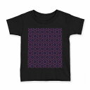 tシャツ キッズ 半袖 黒地 ブラック デザイン 90 100 110 120 130 140 150 Tシャツ ティーシャツ T shirt 012202 柄　模様　和