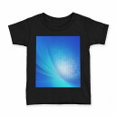 tシャツ キッズ 半袖 黒地 ブラック デザイン 90 100 110 120 130 140 150 160 Tシャツ ティーシャツ T shirt 012298 青 シンプル グラデーション(4)