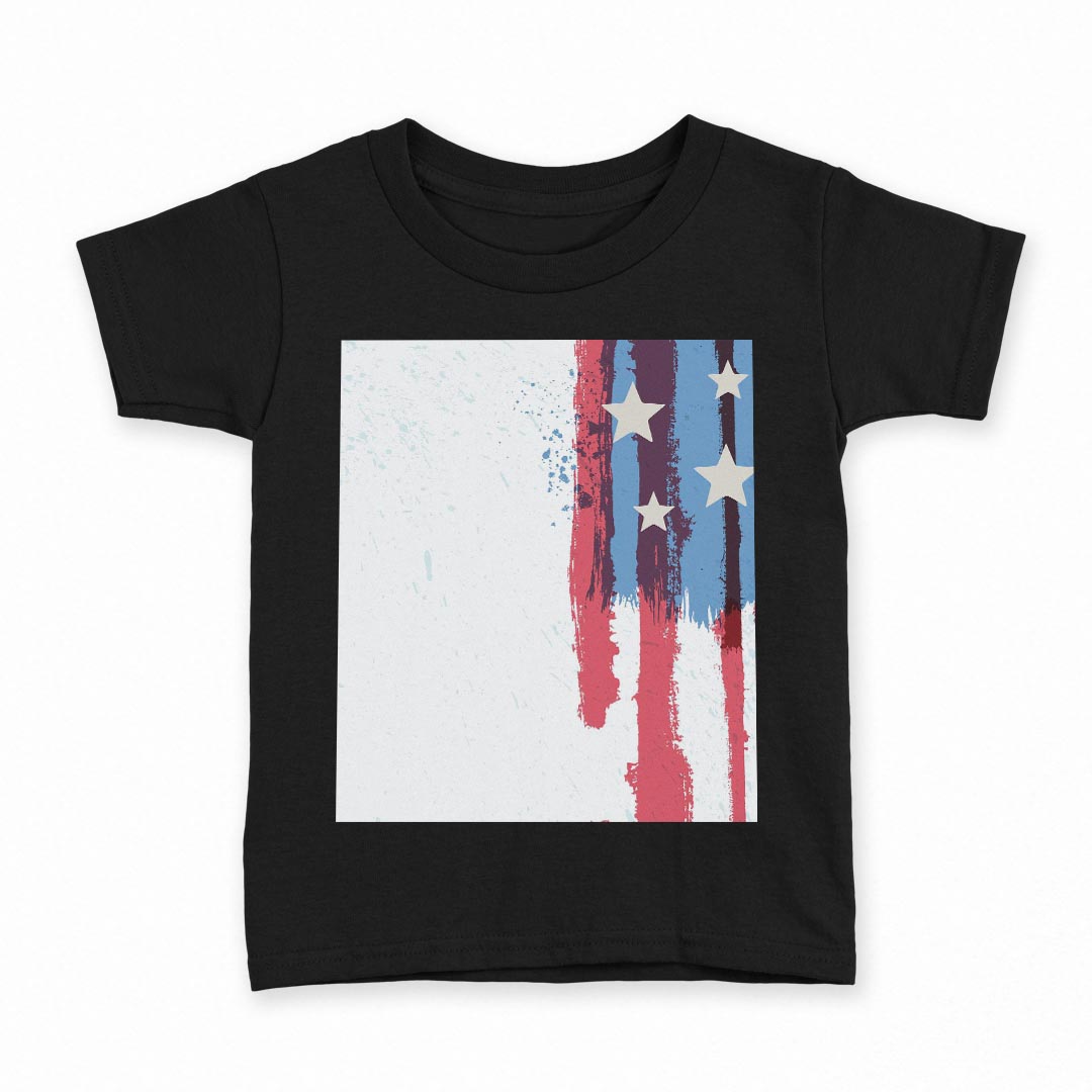 tシャツ キッズ 半袖 黒地 ブラック デザイン 90 100 110 120 130 140 150 160 Tシャツ ティーシャツ T shirt 012439 アメリカ　ペイント　星