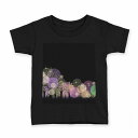 tシャツ キッズ 半袖 黒地 ブラック デザイン 90 100 110 120 130 140 150 160 Tシャツ ティーシャツ T shirt 012490 イルミネーション 夜景 景色