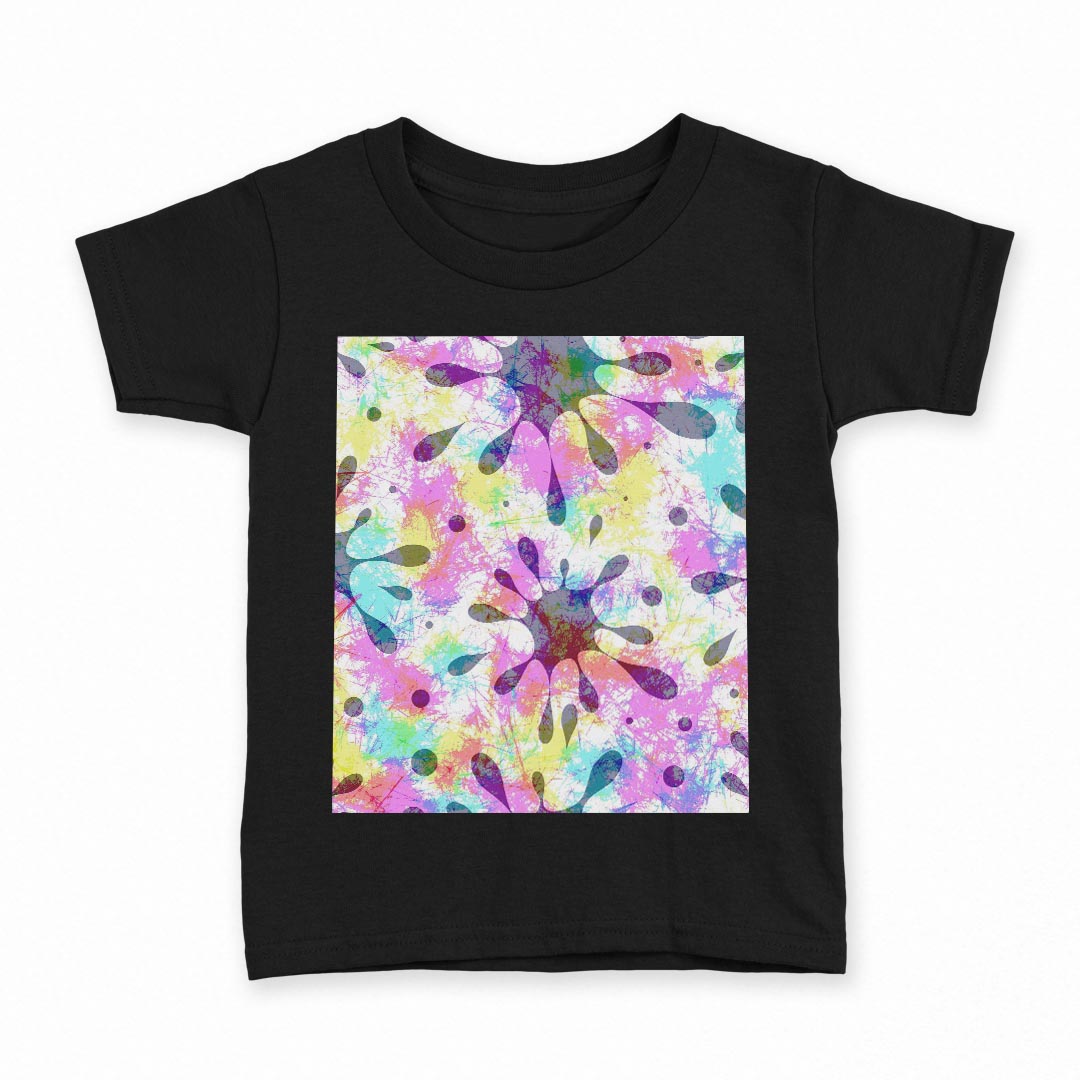 tシャツ キッズ 半袖 黒地 ブラック デザイン 90 100 110 120 130 140 150 160 Tシャツ ティーシャツ T shirt 012603 カラフル ペイント 花火