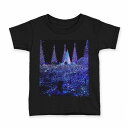 tシャツ キッズ 半袖 黒地 ブラック デザイン 90 100 110 120 130 140 150 160 Tシャツ ティーシャツ T shirt 012700 夜景 イルミネーション 景色