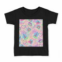 tシャツ キッズ 半袖 黒地 ブラック デザイン 90 100 110 120 130 140 150 160 Tシャツ ティーシャツ T shirt 012727 英語 パリ かわいい