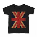 tシャツ キッズ 半袖 黒地 ブラック デザイン 90 100 110 120 130 140 150 160 Tシャツ ティーシャツ T shirt 012778 ユニオンジャック イギリス レトロ(4)