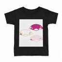 tシャツ キッズ 半袖 黒地 ブラック デザイン 90 100 110 120 130 140 150 160 Tシャツ ティーシャツ T shirt 012865 桃の花 節句 扇
