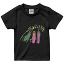 tシャツ キッズ 半袖 黒地 ブラック デザイン 90 100 110 120 130 140 150 160 Tシャツ ティーシャツ T shirt 013210 七夕 笹 イベント