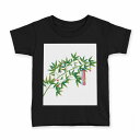 tシャツ キッズ 半袖 黒地 ブラック デザイン 90 100 110 120 130 140 150 160 Tシャツ ティーシャツ T shirt 013211 七夕 笹 イベント