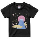 tシャツ キッズ 半袖 黒地 ブラック デザイン 90 100 110 120 130 140 150 Tシャツ ティーシャツ T shirt 013560 富士山　お正月　イラスト