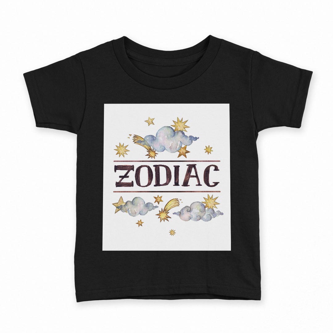 tシャツ キッズ 半袖 黒地 ブラック デザイン 90 100 110 120 130 140 150 160 Tシャツ ティーシャツ T shirt 013594 雲　星　水彩