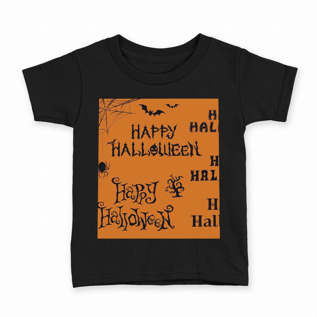 tシャツ キッズ 半袖 黒地 ブラック デザイン 90 100 110 120 130 140 150 160 Tシャツ ティーシャツ T shirt 013622 ハロウィン　おばけ　蜘蛛