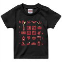 tシャツ キッズ 半袖 黒地 ブラック デザイン 90 100 110 120 130 140 150 160 Tシャツ ティーシャツ T shirt 013627 お正月 紅白 謹賀新年