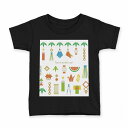 tシャツ キッズ 半袖 黒地 ブラック デザイン 90 100 110 120 130 140 150 160 Tシャツ ティーシャツ T shirt 013738 七夕 短冊 夏