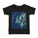 tシャツ キッズ 半袖 黒地 ブラック デザイン 90 100 110 120 130 140 150 160 Tシャツ ティーシャツ T shirt 013740 七夕 短冊 夏