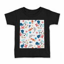 tシャツ キッズ 半袖 黒地 ブラック デザイン 90 100 110 120 130 140 150 160 Tシャツ ティーシャツ T shirt 013743 海 アニマル 夏(4)