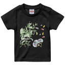 tシャツ キッズ 半袖 黒地 ブラック デザイン 90 100 110 120 130 140 150 160 Tシャツ ティーシャツ T shirt 013868 七夕 短冊 夏