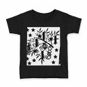 tシャツ キッズ 半袖 黒地 ブラック デザイン 90 100 110 120 130 140 150 160 Tシャツ ティーシャツ T shirt 013869 七夕 短冊 星