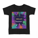 tシャツ キッズ 半袖 黒地 ブラック デザイン 90 100 110 120 130 140 150 160 Tシャツ ティーシャツ T shirt 013911 夏 トロピカル リーフ