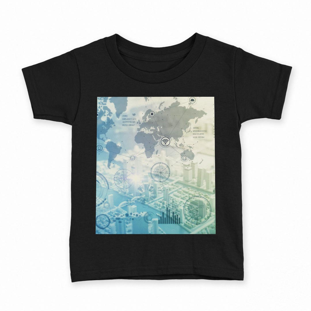 tシャツ キッズ 半袖 黒地 ブラック デザイン 90 100 110 120 130 140 150 160 Tシャツ ティーシャツ T shirt 013933 地図　クール