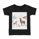 tシャツ キッズ 半袖 黒地 ブラック デザイン 90 100 110 120 130 140 150 160 Tシャツ ティーシャツ T shirt 014022 動物 アニマル(4)