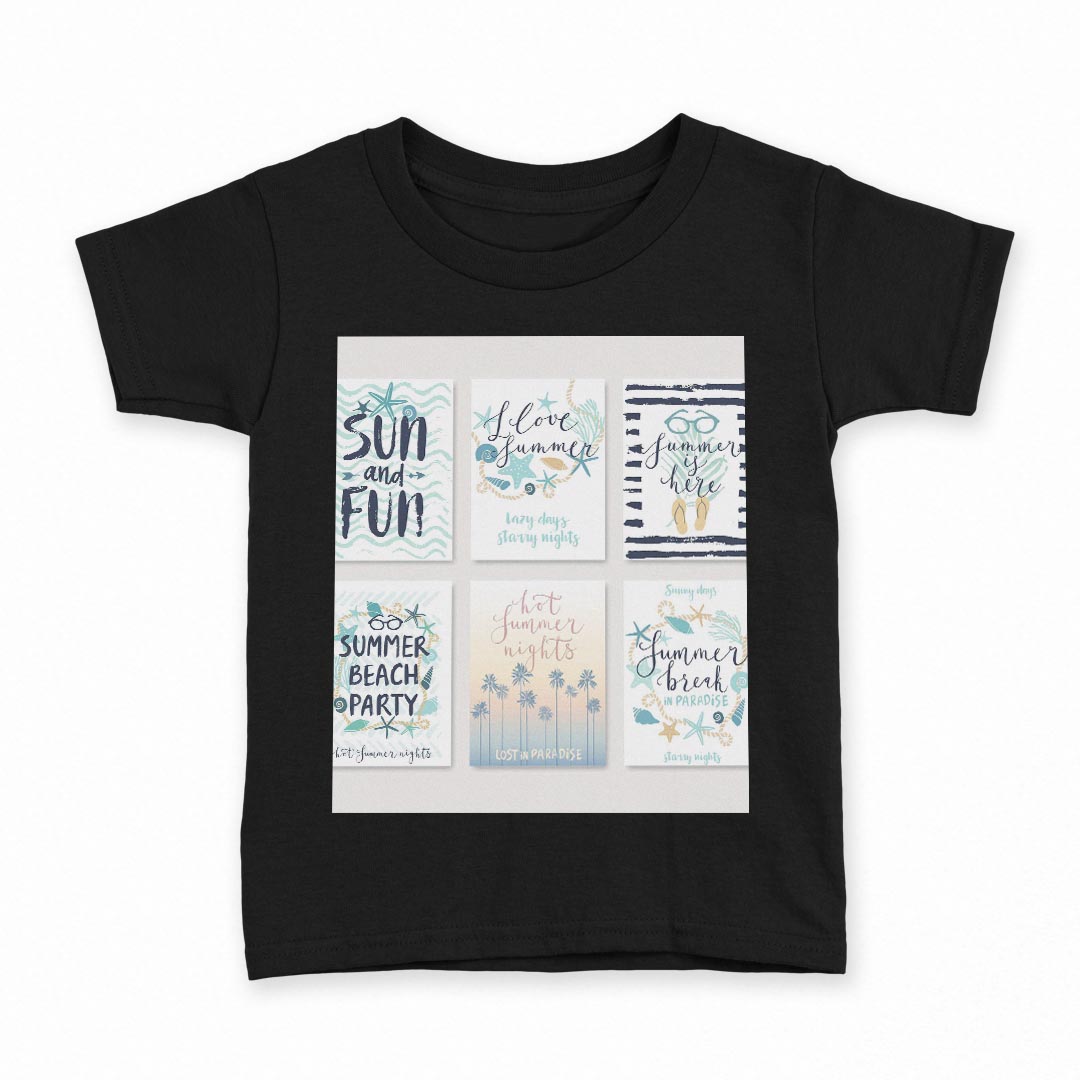 tシャツ キッズ 半袖 黒地 ブラック デザイン 90 100 110 120 130 140 150 160 Tシャツ ティーシャツ T shirt 014096 海　英語　海