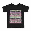 tシャツ キッズ 半袖 黒地 ブラック デザイン 90 100 110 120 130 140 150 Tシャツ ティーシャツ T shirt 014546 ネイティブ柄 模様