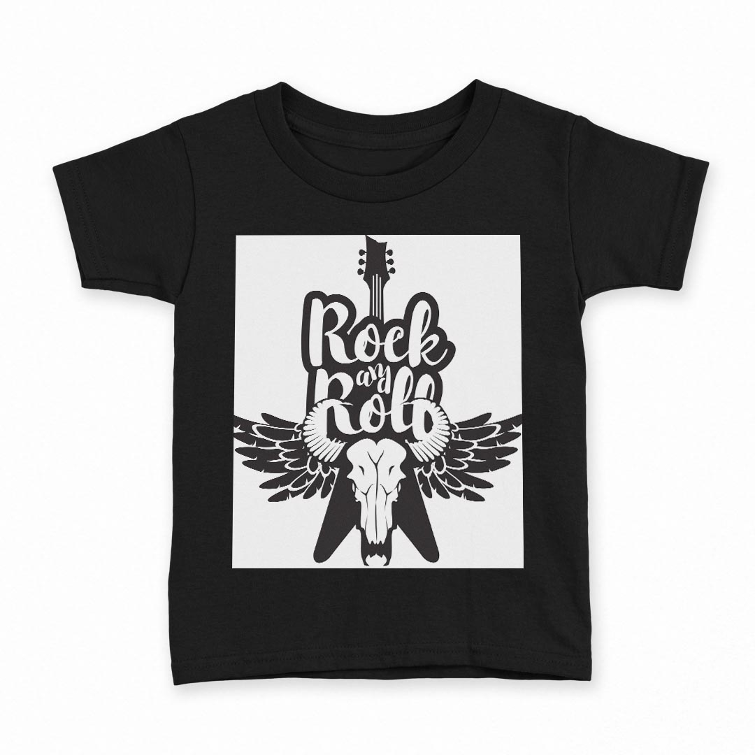 tシャツ キッズ 半袖 黒地 ブラック デザイン 90 100 110 120 130 140 150 Tシャツ ティーシャツ T shirt 014569 ギター　音楽　ロック