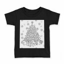 tシャツ キッズ 半袖 黒地 ブラック デザイン 90 100 110 120 130 140 150 160 Tシャツ ティーシャツ T shirt 014571 クリスマス ツリー 雪