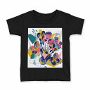 tシャツ キッズ 半袖 黒地 ブラック デザイン 90 100 110 120 130 140 150 160 Tシャツ ティーシャツ T shirt 014572 模様 ユニーク カラフル(4)