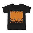 tシャツ キッズ 半袖 黒地 ブラック デザイン 90 100 110 120 130 140 150 Tシャツ ティーシャツ T shirt 014611 ハロウィン　かぼちゃ　コウモリ