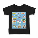tシャツ キッズ 半袖 黒地 ブラック デザイン 90 100 110 120 130 140 150 160 Tシャツ ティーシャツ T shirt 014625 こどもの日 鯉のぼり
